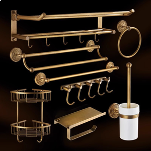 Portasciugamani in Ottone Anticato con 4 <span class=keywords><strong>Ganci</strong></span>, Scaffali Impilabili e Organizzatore <span class=keywords><strong>per</strong></span> Bagno - Product Image 5