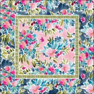 Housse de table de mahjong rose pastel, motif floral fuchsia et baies marine, tapis de jeu doux anti-rayures - Product Image 1