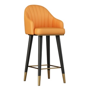 Tabourets de bar en cuir italien <span class=keywords><strong>pour</strong></span> îlot de <span class=keywords><strong>cuisine</strong></span>, sièges orange foncé, 65 cm, tabourets de bar robustes - Product Image 2
