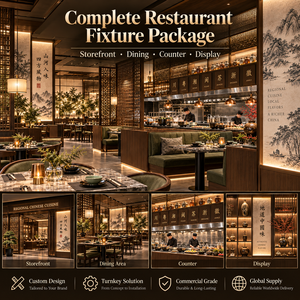 Aménagement clé en main de stand de restauration sur mesure avec comptoir en marbre, cloison et présentoir pour restaurant de cuisine chinoise haut de gamme - Product Image 6