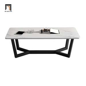 Table minimaliste OEM/ODM de haute qualité avec base en chevrons (table design en arêtes de poisson) en pierre frittée moderne - Product Image 2