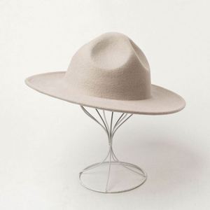 New Concave <b>Top</b> Wide Brim Fedora Hat Wool Felt Hip Hop Style for Casual & Outdoor Stylish Shopping Accessory - Product Image 3