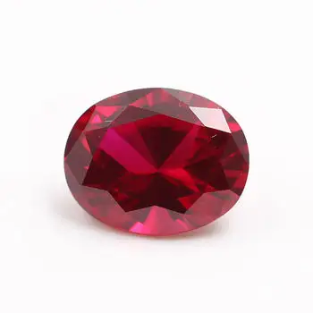 China factory price brilliant machine cut oval shape synthetic loose corundum gemstone #5 ruby