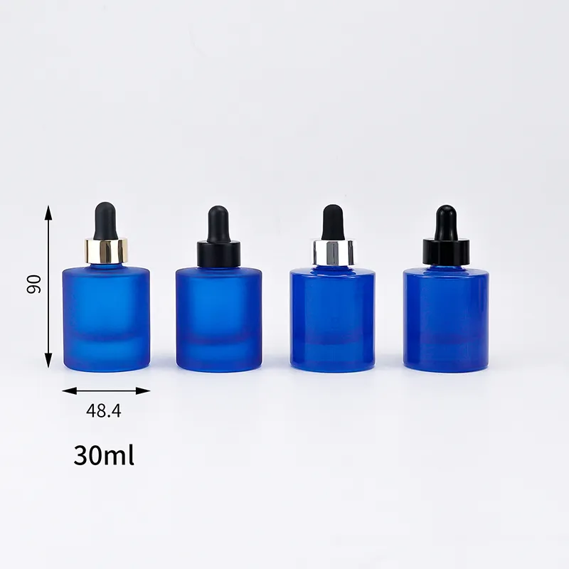 Hele Koop 20Ml 30Ml 50Ml 100Ml Aangepaste Kleur Blauw Matte Dropper Dikke Bodem Flessen