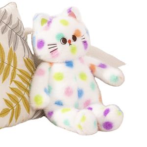 Divertido emoticono lunares blanco gato de peluche de juguete lindo Rosa negro lunares gato largo almohada de felpa - Product Image 1