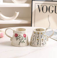Tasse à motif de fleurs personnalisée-Tasses à café en céramique avec motif floral-Cadeau unique pour elle ou lui (Rose rouge)