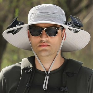 Wholesale Men's Women's Summer Outdoor Fishing Sunscreen Hat UV Mountaineering 3D Embroidery Made Nylon Solar Fan - Product Image 1