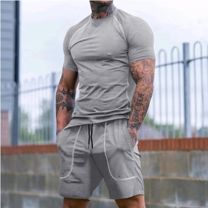 Abbigliamento aderente aderente da uomo in 2 pezzi traspirante a asciugatura rapida per allenamenti con Design a tinta unita - Product Image 5