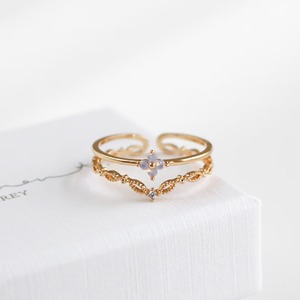Bague empilable réglable en laiton plaqué or avec fleur <span class=keywords><strong>d</strong></span>élicate et pierres précieuses roses et bleues, pour femme, bijou ajustable, cadeau - Product Image 1