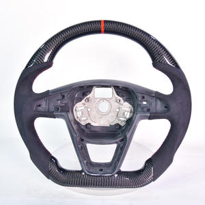 <span class=keywords><strong>Volante</strong></span> de Fibra de Carbono Forjado para <span class=keywords><strong>SEAT</strong></span> <span class=keywords><strong>LEON</strong></span>, Modificación con Cuero Perforado y Gamuza, Estilo Deportivo Personalizado - Product Image 1