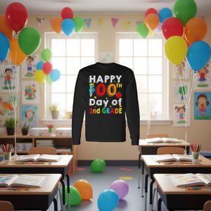 Maglietta a maniche lunghe per il 100° giorno della seconda elementare, per la festa scolastica - Product Image 3
