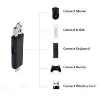 Tipo C y Micro USB y USB 3 en 1 Lector de tarjetas Universal OTG TF de alta velocidad para encabezados de extensión de computadora de teléfono Android