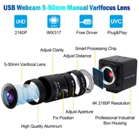 ELP Web Kamerası 4K HD 3840x2160 30fps IMX415 Manuel Odaklama 5-50mm 10X Zoom Lens Mini Video Kamera