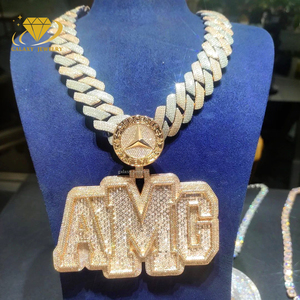 Vvs Moissanite inicial collar 925 Plata sólida 18K chapado en oro personalizado Iced Out Hiphop nombre letra colgante - Product Image 2