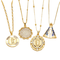 Nouveau Collier Unisexe en Cuivre Plaqué Or 18K avec Pendentif Vierge Marie et Bracelet en Cristal Incrusté de Zircone pour Femme, Collection Religieuse Européenne 2026