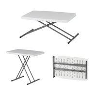 Table pliante à hauteur réglable en plastique portable de haute qualité pour une utilisation intérieure et extérieure