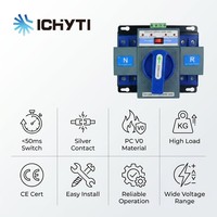 Commutateur de transfert automatique double alimentation 63A ATS monophasé 2 pôles pour générateur et alimentation de secours