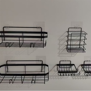 ชั้นวางของในห้องน้ำ ชั้นวางสบู่แบบไม่ต้องเจาะผนัง ชั้นวางของใช้ในห้องน้ำสแตนเลสแบบติดผนัง ชั้นวางของสองชั้นทันสมัย - Product Image 2