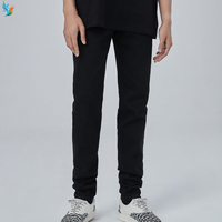 Pantalon en jean minimaliste droit et ajusté pour homme, coupe slim et fuselée, noir uni