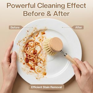Custom Logo <b>Bamboo</b> Wooden Coconut Sisal Cleaning Dish Bottle Pot <b>Brush</b> Wooden Handle Cleaning <b>Brush</b> Set - Product Image 2