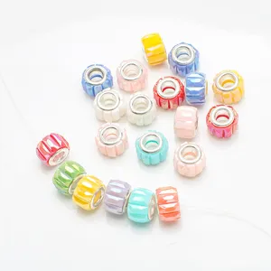 Zhubi - contas espaçadoras de cristal com buraco grande, miçangas coloridas de zircônia retangular para pulseiras, pulseiras DIY, joias para fazer joias, 14 mm