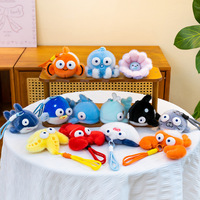 Série de porte-clés en peluche animaux marins : Crabe, Crevette, Étoile de mer, rembourrés en coton PP, breloques souples pour sacs, vente en gros pour boutiques de cadeaux