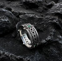 Bague Œil de Gardien Vintage en Laiton au Design Original, Bague de Protection Œil Vert Incrustée d'Argent, Bijoux pour Couples et Meilleurs Amis, Vente en Gros