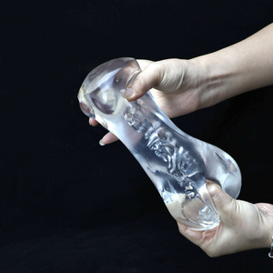 투명 크리스탈 화이트 성인용 유명 남성 자위용 부드럽고 탄력있는 리얼 TPE 섹스토이 질 트레이너 - Product Image 3