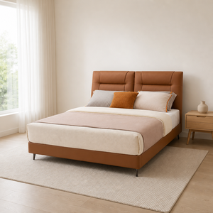 Tête de lit capitonnée moderne avec panneau en cuir matelassé à grille, cadre plateforme et pieds en métal, taille King, pour chambre d'hôtel - Product Image 2