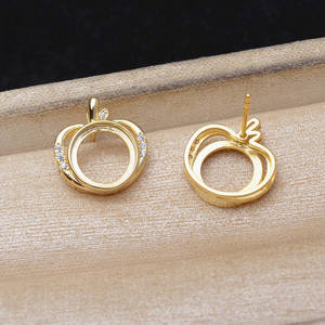 Boucle d'oreille en argent S925, accessoire de fabrication de bijoux en perles, support de boucle d'oreille vide plaqué or 9,5-9,7 mm, JG6088 - Product Image 3