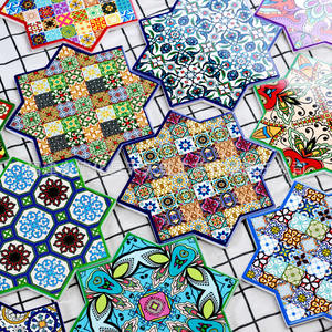 Sous-verre en céramique octogonal de Quanzhou, motif Mandala, isolant thermique, décoration de cuisine, support pour tasse à café, forme irrégulière D1808 - Product Image 1