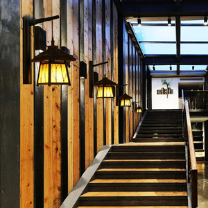 Lampe murale en bambou de style chinois, Source de lumière Led E27, pour escalier, salle de thé, restaurant, hôtel, chambre à coucher, éclairage de chevet - Product Image 1