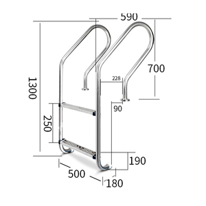 Scaletta per piscina interrata in acciaio inox, 2-5 gradini antiscivolo con corrimano per piscina a sfioro - Product Image 3