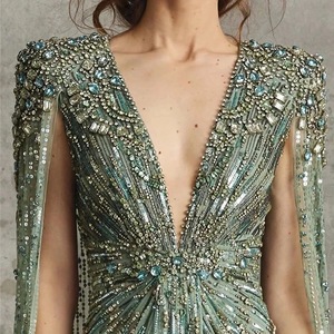 <span class=keywords><strong>Verde</strong></span> abiti <span class=keywords><strong>da</strong></span> sera di lusso Dubai con mantello in oro fucsia sirena in oro <span class=keywords><strong>da</strong></span> donna matrimonio formale festa di Gownlle adulti - Product Image 2