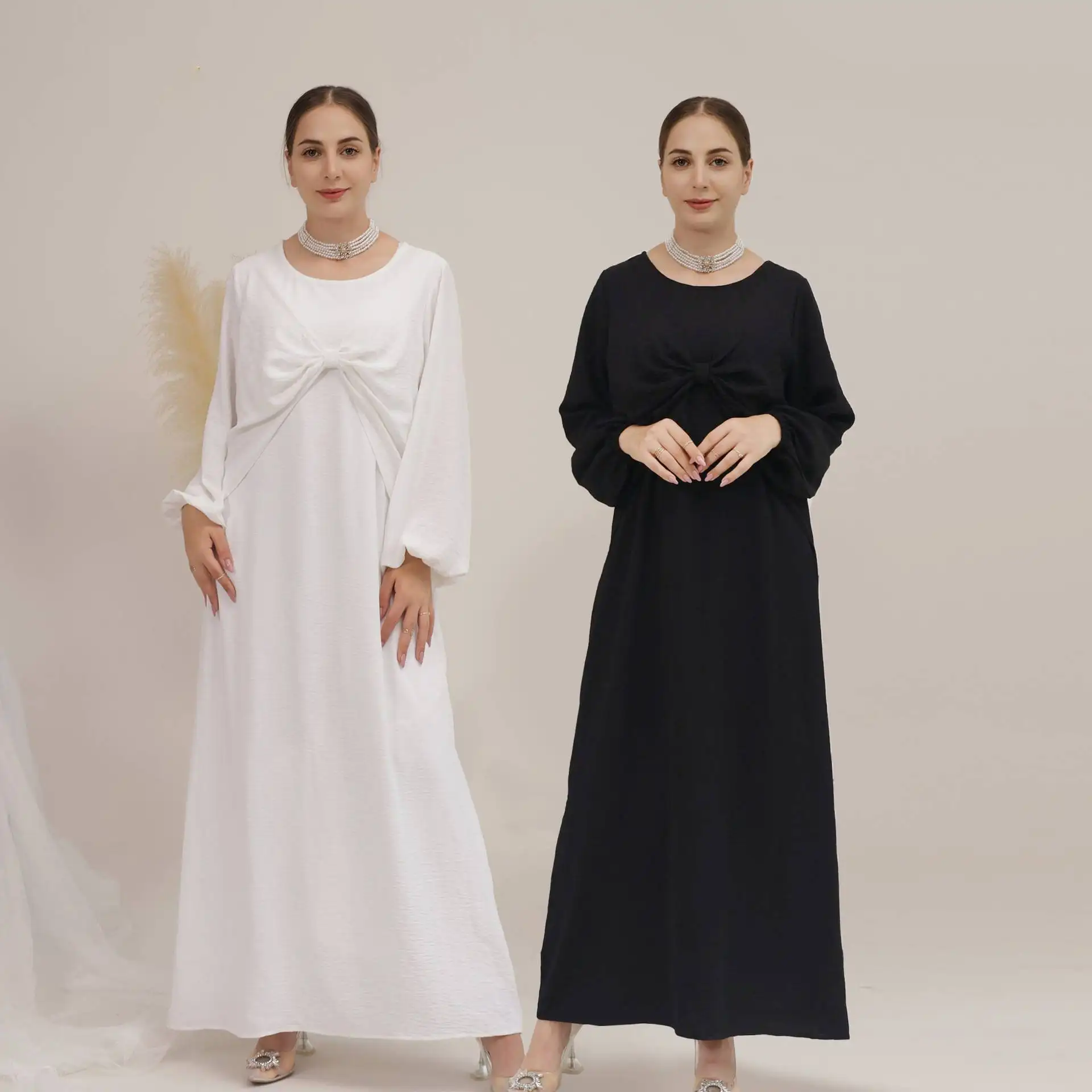 Kadınlar için 2023 moda elbise abayas müslüman giyim islam giyim Dubai saten iç dip