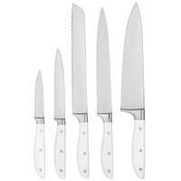 Ensemble de couteaux de chef STELLAR Professional 5 pièces en acier inoxydable 3cr13 blanc avec manche en ABS et acier inoxydable 430, finition haute brillance