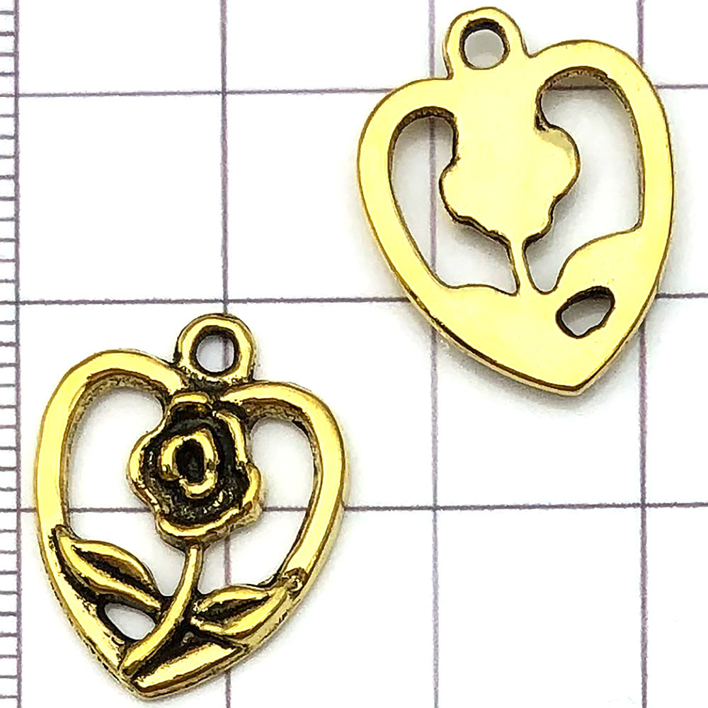 Une rose antique en forme de coeur en or - 1,3g - 19*15mm - 20464