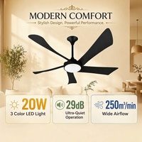 Ventilateur de plafond LED 54 pouces à haut rendement énergétique, ventilateur de plafond BLDC en cuivre pur avec lumière LED et télécommande, vente en gros d'usine