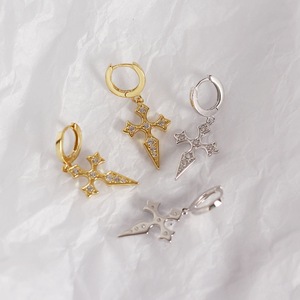 2024 Wholesale Fashion 925 <strong>Sterling</strong> <strong>Silver</strong> Cz Diamond Cross <strong>Earrings</strong> <strong>Dangle</strong> Hoop <strong>Earrings</strong> for Women Jewelry - Product Image 6