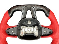 Volant sport personnalisable en fibre de carbone à 3 branches compatible Dodge SRT Hellcat Redeye avec cuir perforé et poignée de 35 mm