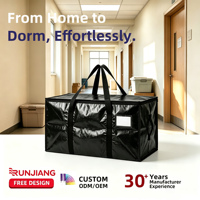 Lot de 10 sacs de rangement surdimensionnés 91L - Capacité 50 kg, ouverture large, tissu PE imperméable, double fermeture éclair, pour déménager ou ranger