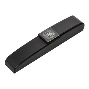 Basit lüks moda iş taşınabilir kalem kutusu manyetik özelleştirilmiş lazer logosu kapaklı tek kalem PU deri kutusu