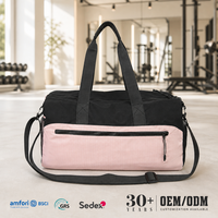Sac de sport décontracté en polyester avec logo personnalisé, compartiment à chaussures, étanche, séparation sec/humide, grande capacité, pour voyage et nuitée