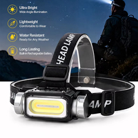 Lampe frontale rechargeable COB à double source lumineuse, mode stroboscopique lumière rouge, indicateur de batterie, étanche, pour les aventures en plein air