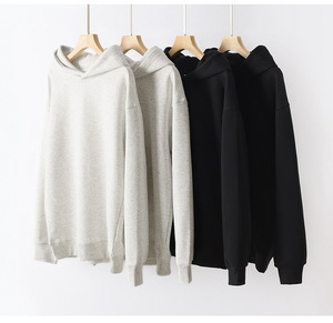 เสื้อฮู้ดโอเวอร์ไซส์ผู้ชาย ผ้าฝ้าย สีพื้น สไตล์ลำลอง สตรีทแวร์ ใส่ได้ในฤดูใบไม้ร่วง ทรงปกติ ระบายอากาศได้ดี ผ้าเฟรนช์เทอร์รี่ถัก - Product Image 4
