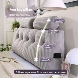 Nouvelle <span class=keywords><strong>coussin</strong></span> <span class=keywords><strong>de</strong></span> tête <span class=keywords><strong>de</strong></span> <span class=keywords><strong>lit</strong></span> triangulaire en velours côtelé haut <span class=keywords><strong>de</strong></span> gamme, amovible et lavable, pour dossier <span class=keywords><strong>de</strong></span> canapé - Product Image 2