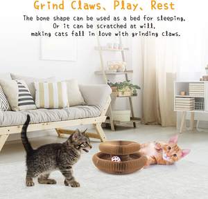 Tiragraffi Magico per Gatti Pieghevole con Giocattolo a Campanella e Pallina - Product Image 5