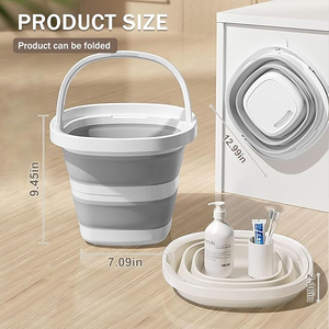 <span class=keywords><strong>Cubo</strong></span> <span class=keywords><strong>de</strong></span> Plástico Plegable y Portátil <span class=keywords><strong>de</strong></span> 10L, Ahorra Espacio, Cuadrado, para Limpieza del Hogar - Product Image 2