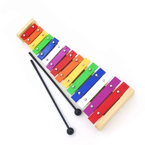 15 Note Kids Rainbow Glockenspiel With Metal Bars Wooden Frame And 2 Rubber Mallets For <b>Musical</b> Enlightenment - Product Image 1
