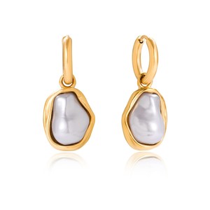 ต่างหูระย้าชุบทอง18K ตัวเรือนมุกแบบไม่สม่ำเสมอสวมใส่ได้ทุกวัน - Product Image 5